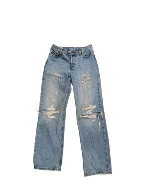 Levi 501’s Classic Light Blue Distressed Straight-Leg Jeans
